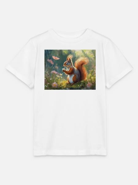 Eichhörnchen im Blumengarten - Stanley/Stella Kinder T-Shirt MINI CREATOR  - Weiß