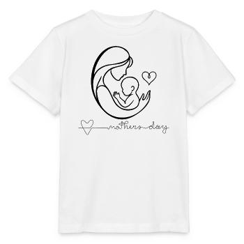 Mutterschafts-Herzschlag-Linienzeichnung - Stanley/Stella Kinder T-Shirt MINI CREATOR  - Weiß - Vorne - Maike (125cm)