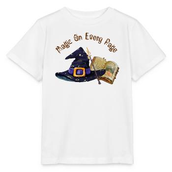 Magic Is On Every Page  - Stanley/Stella MINI CREATOR Kids’ T-Shirt - white - Front - Maike (125cm)