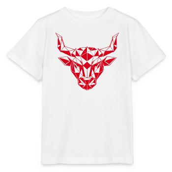 Roter Low-Poly Stierkopf - Stanley/Stella Kinder T-Shirt MINI CREATOR  - Weiß - Vorne - Maike (125cm)