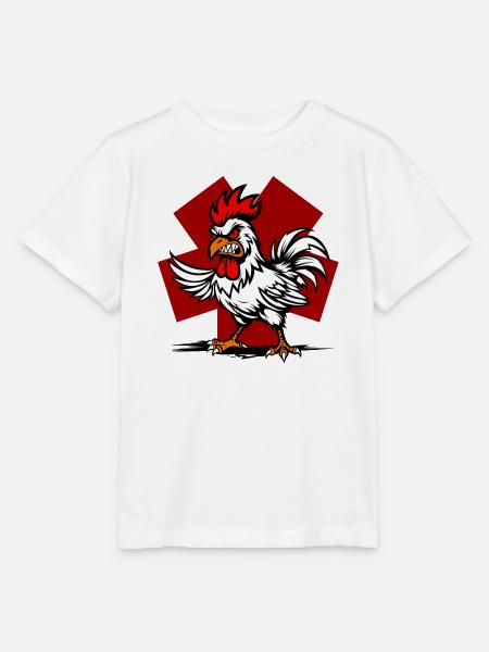 Karikaturhahn auf rotem Hintergrund - Stanley/Stella Kinder T-Shirt MINI CREATOR - Weiß