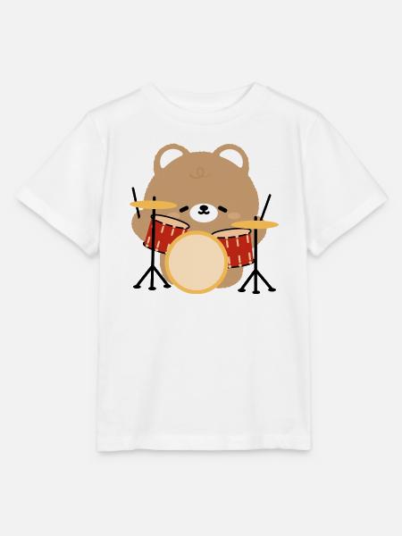 Bear Drummer Pop Art - Stanley/Stella Kinder T-Shirt MINI CREATOR - Weiß