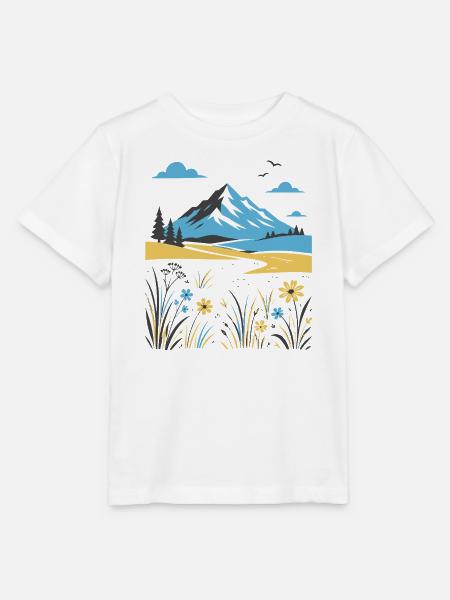 Berglandschaft mit Blütenwiesen - Stanley/Stella Kinder T-Shirt MINI CREATOR  - Weiß