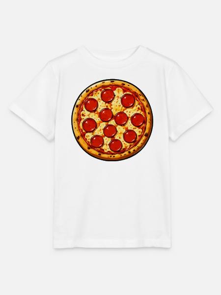 Pepperoni Pizza Illustration Comicstil - Stanley/Stella Kinder T-Shirt MINI CREATOR - Weiß