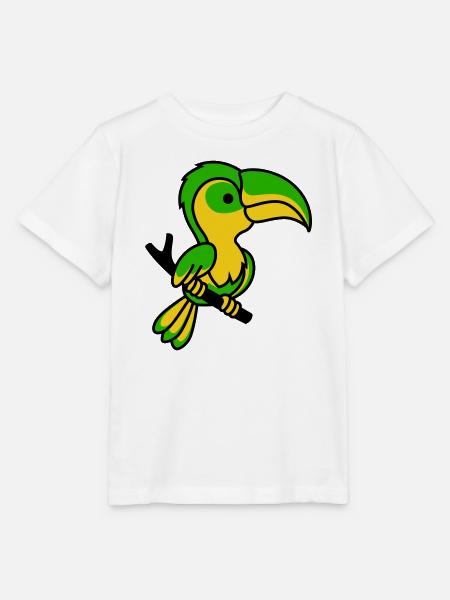 Neon-Tukan in Grün-Gelb - Stanley/Stella Kinder T-Shirt MINI CREATOR - Weiß
