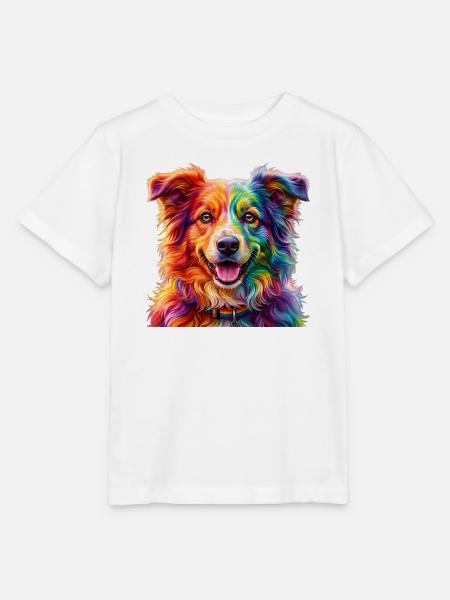 Regenbogenhund / Hund in Regenbogenfarben - Stanley/Stella Kinder T-Shirt MINI CREATOR - Weiß