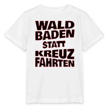 Waldbaden statt Kreuzfahrten - schwarz - Stanley/Stella Kinder T-Shirt MINI CREATOR  - Weiß - Vorne - Maike (125cm)