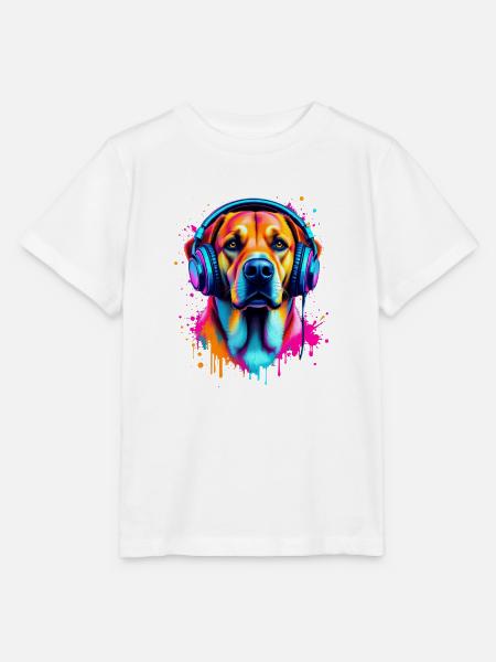 Labrador mit Kopfhörer - Stanley/Stella Kinder T-Shirt MINI CREATOR - Weiß