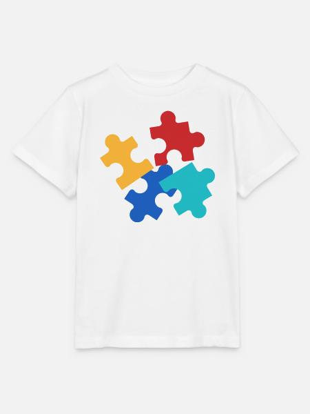 Bunte Puzzleteile Collage - Stanley/Stella Kinder T-Shirt MINI CREATOR - Weiß