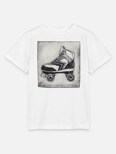 Retro Rollschuh - handgeschnitzte Druckvorlage - Stanley/Stella Kinder T-Shirt MINI CREATOR - Weiß
