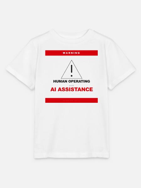 WARNUNG: MENSCH OPERIERT MIT KI-UNTERSTÜTZUNG - Stanley/Stella Kinder T-Shirt MINI CREATOR  - Weiß