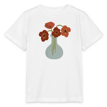 Vase de pavot rouge floral - T-shirt bio MINI CREATOR Stanley/Stella Enfant - blanc - Devant - Maike (125cm)