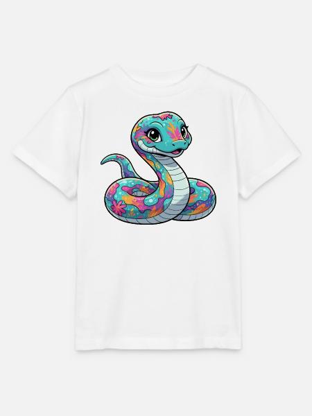 Farbenfrohe Blumenschlange - Stanley/Stella Kinder T-Shirt MINI CREATOR - Weiß