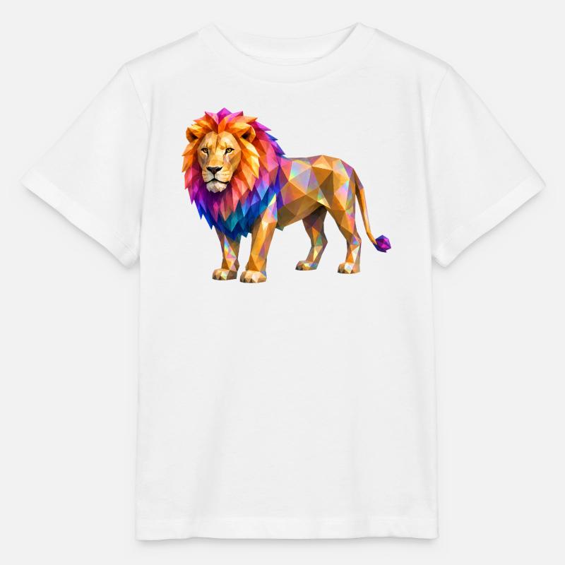 Explosion de couleur de lion polygonal - T-shirt bio MINI CREATOR Stanley/Stella Enfant - blanc