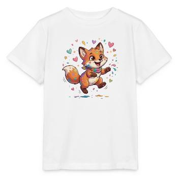 Liebenswerter Regenbogenfuchs - Stanley/Stella Kinder T-Shirt MINI CREATOR  - Weiß - Vorne - Maike (125cm)