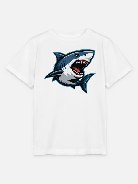 Hai-Karikatur im Blitzstil - Stanley/Stella Kinder T-Shirt MINI CREATOR - Weiß