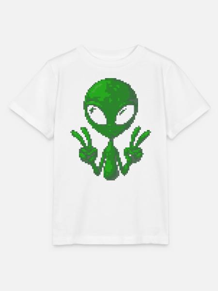 Pixel Alien Friedenszeichen - Stanley/Stella Kinder T-Shirt MINI CREATOR - Weiß