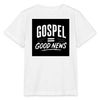 Evangelium = Gute Nachrichten - Stanley/Stella Kinder T-Shirt MINI CREATOR  - Weiß - Vorne - Maike (125cm)