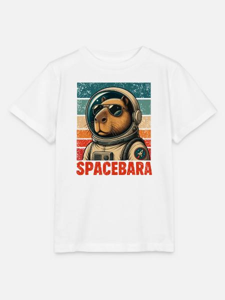 Spacebara Capybara Astronaut Weltraum Retro - Stanley/Stella Kinder T-Shirt MINI CREATOR - Weiß