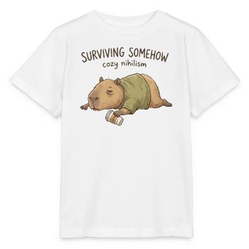 Kuscheliger Nihilismus Capybara - Stanley/Stella Kinder T-Shirt MINI CREATOR  - Weiß - Vorne - Maike (125cm)