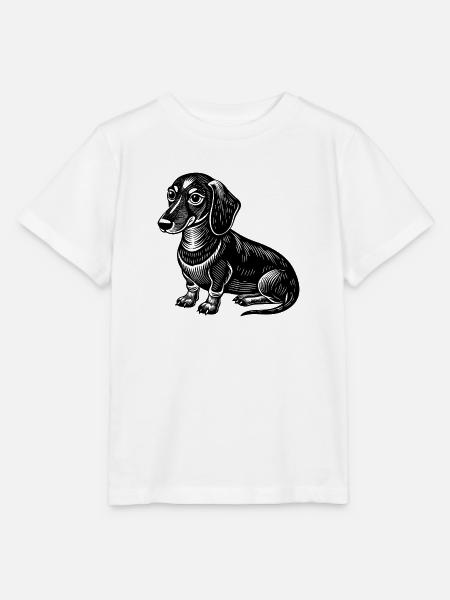 Dackel sitzt - Stanley/Stella Kinder T-Shirt MINI CREATOR - Weiß