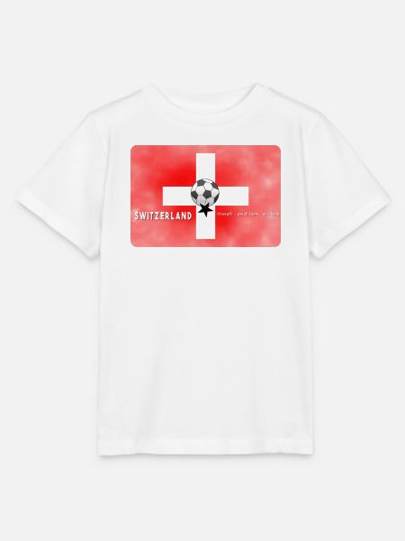 Schweiz Fußball Schweizer Fahne mit Fußball - Stanley/Stella Kinder T-Shirt MINI CREATOR  - Weiß