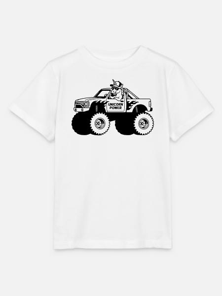 Einhorn im Monstertruck - Stanley/Stella Kinder T-Shirt MINI CREATOR  - Weiß