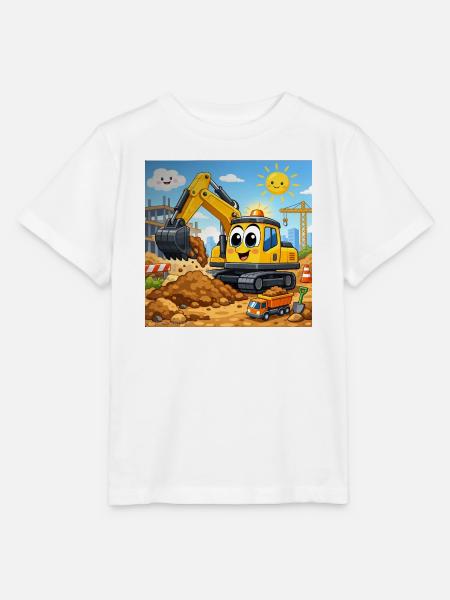 Fröhlicher Baubagger - Stanley/Stella Kinder T-Shirt MINI CREATOR - Weiß