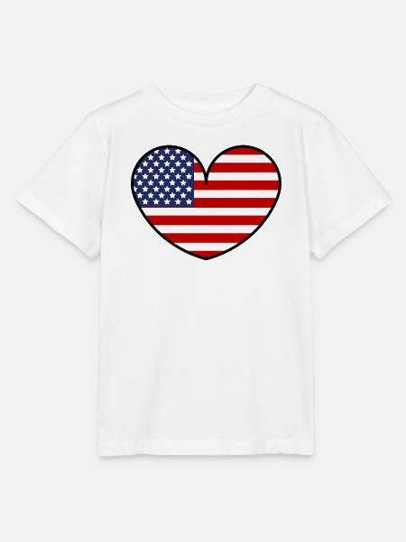 American Flag Heart - Stanley/Stella Kinder T-Shirt MINI CREATOR - Weiß