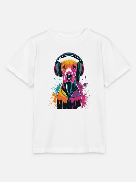 Viszla mit Kopfhörer - Stanley/Stella Kinder T-Shirt MINI CREATOR - Weiß