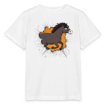 Eine Karikatur eines galoppierenden Abaga-Pferdes - Stanley/Stella Kinder T-Shirt MINI CREATOR  - Weiß - Vorne - Maike (125cm)