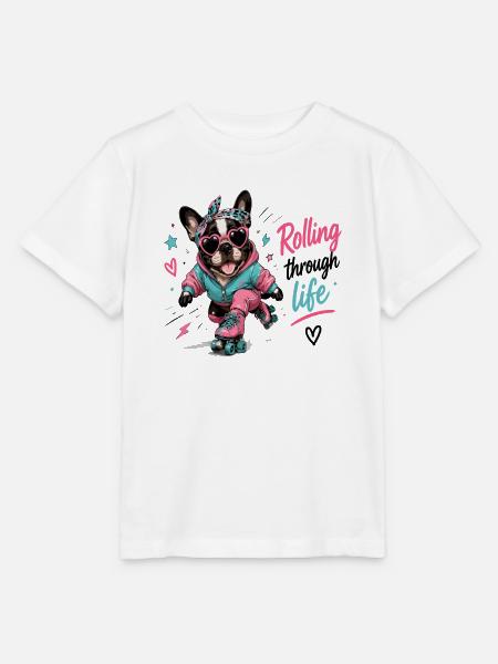 Rollender Hund – Lebensfreude - Stanley/Stella Kinder T-Shirt MINI CREATOR - Weiß