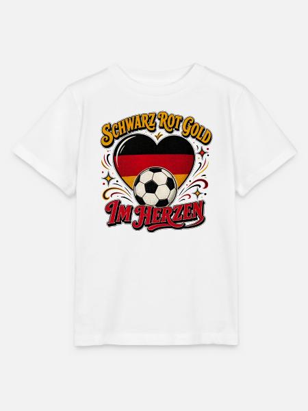 Schwarz-Rot-Gold Herz Fußball - Stanley/Stella Kinder T-Shirt MINI CREATOR  - Weiß