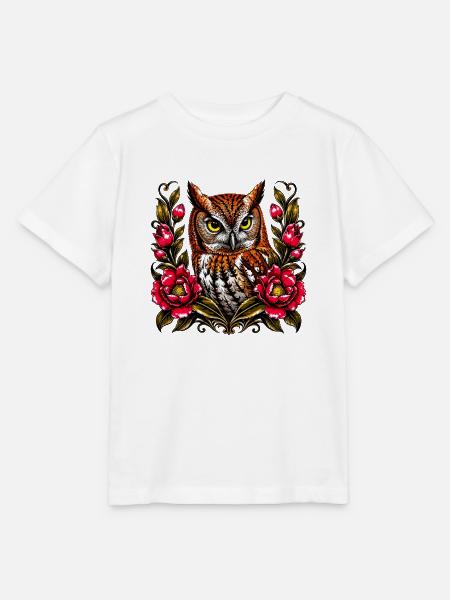 WaldEule im Blütenkranz - Stanley/Stella Kinder T-Shirt MINI CREATOR  - Weiß