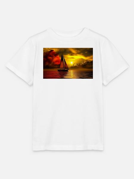 Segelboot im Sonnenuntergang - Stanley/Stella Kinder T-Shirt MINI CREATOR - Weiß