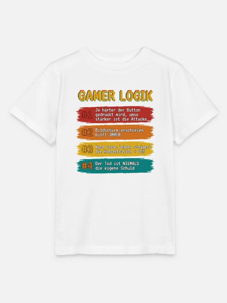 Gamer Logik Spruchband - Stanley/Stella Kinder T-Shirt MINI CREATOR  - Weiß