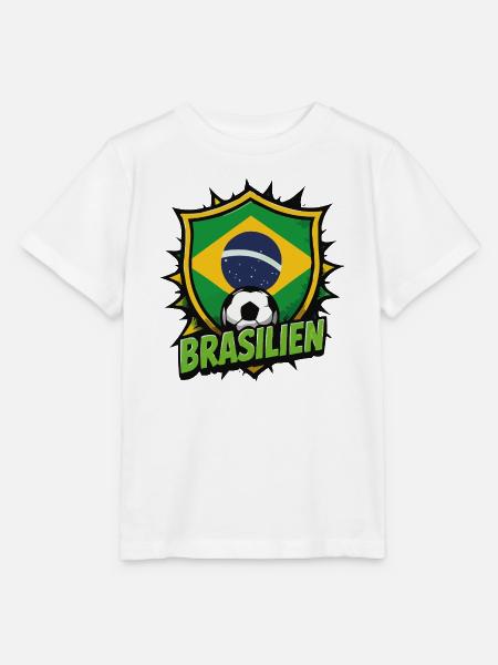 Brasilien Fußball Shield - Stanley/Stella Kinder T-Shirt MINI CREATOR - Weiß