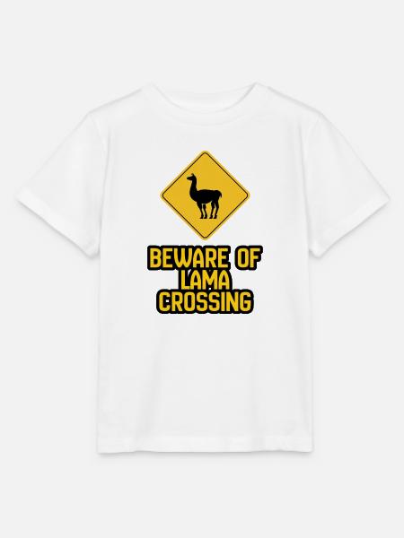 Lama Crossing Warnschild - Stanley/Stella Kinder T-Shirt MINI CREATOR - Weiß