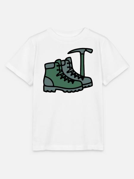 Wanderschuhe Eispickel Bergsteiger Alpen Wanderer - Stanley/Stella Kinder T-Shirt MINI CREATOR - Weiß