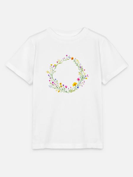 Wildblumen Kranz personalisierbar - Stanley/Stella Kinder T-Shirt MINI CREATOR - Weiß