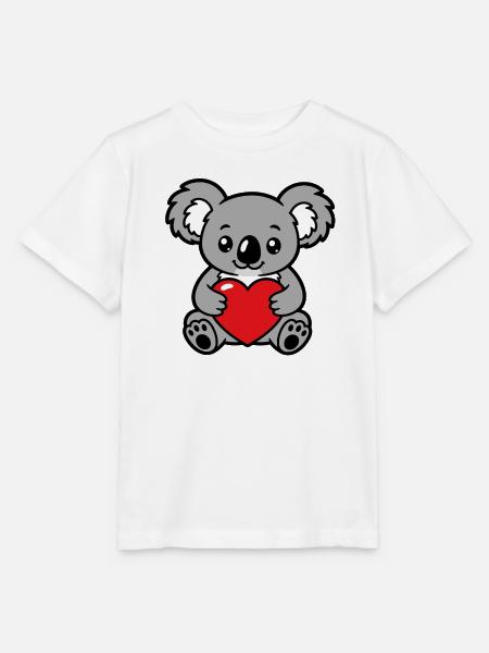 Süßer Koala mit Kawaii-rotem Herz - Stanley/Stella Kinder T-Shirt MINI CREATOR - Weiß