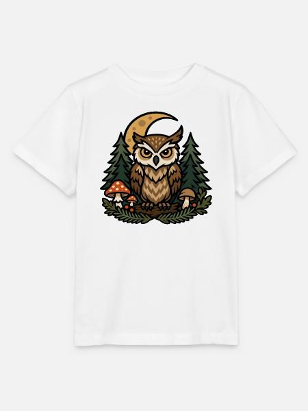 Waldeule unter dem Nachtmond - Stanley/Stella Kinder T-Shirt MINI CREATOR - Weiß