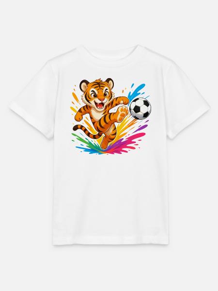 Tiger Kick Ball Farbexplosion - Stanley/Stella Kinder T-Shirt MINI CREATOR - Weiß