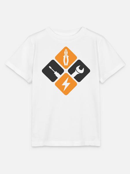 Elektriker Zange Schraubenschlüssel Blitz - Stanley/Stella Kinder T-Shirt MINI CREATOR  - Weiß