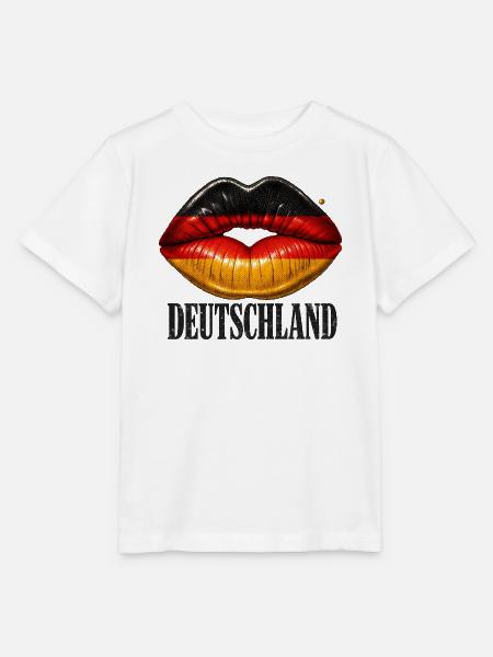 Lippen mit Deutschland-Flagge - Stanley/Stella Kinder T-Shirt MINI CREATOR - Weiß