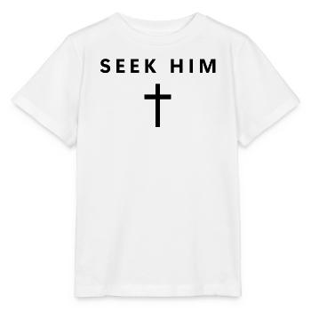Seek Him Minimalist Faith Jesus Cool Christian - Stanley/Stella Kinder T-Shirt MINI CREATOR  - Weiß - Vorne - Maike (125cm)