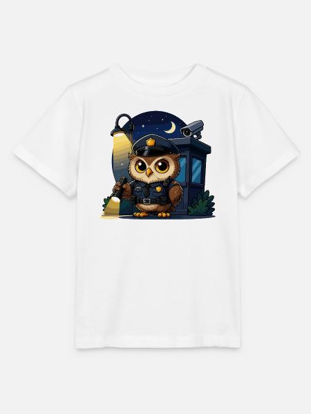 Nachtwächter Eulenpolizist - Stanley/Stella Kinder T-Shirt MINI CREATOR - Weiß