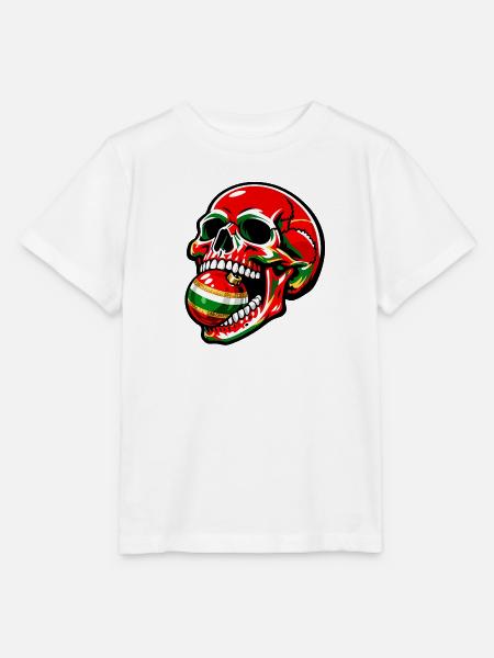 Schädel beißt in Weihnachtskugel - Stanley/Stella Kinder T-Shirt MINI CREATOR - Weiß