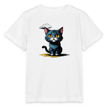 Katze unter einer Regenwolke - Stanley/Stella Kinder T-Shirt MINI CREATOR  - Weiß - Vorne - Maike (125cm)