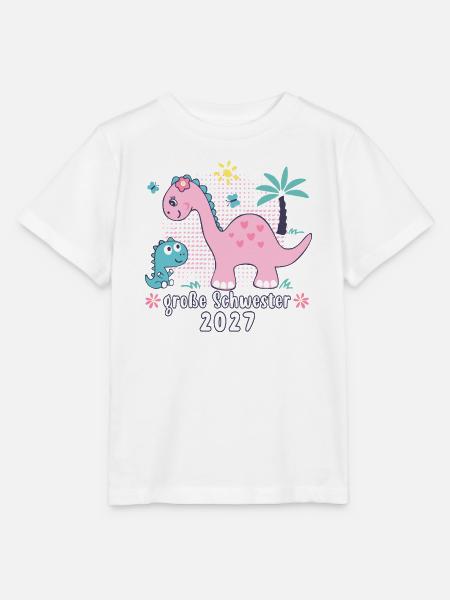 Große Schwester 2027 Dinos Mädchen Geschenkidee - Stanley/Stella Kinder T-Shirt MINI CREATOR - Weiß